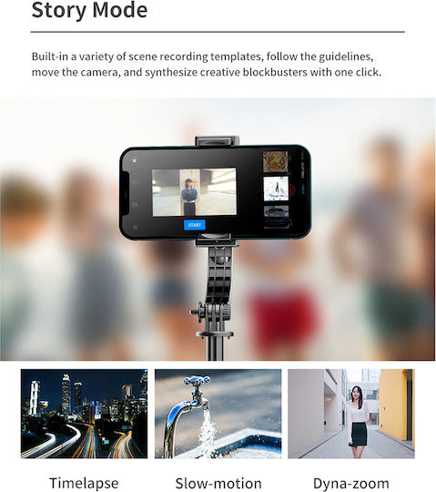 Techsuit Selfie Stick με Bluetooth / Τηλεχειριστήριο Μαύρο