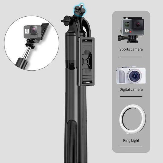 Techsuit Selfie-Stick mit Bluetooth / Fernsteuerung Schwarz