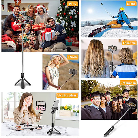 Techsuit Selfie-Stick mit Bluetooth / Fernsteuerung Schwarz