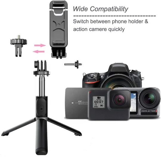 Techsuit Selfie Stick με Bluetooth / Τηλεχειριστήριο Μαύρο