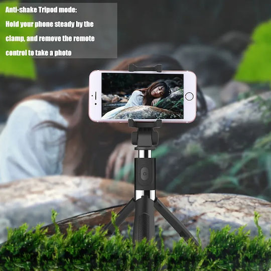 Techsuit Selfie Stick με Bluetooth / Τηλεχειριστήριο Μαύρο