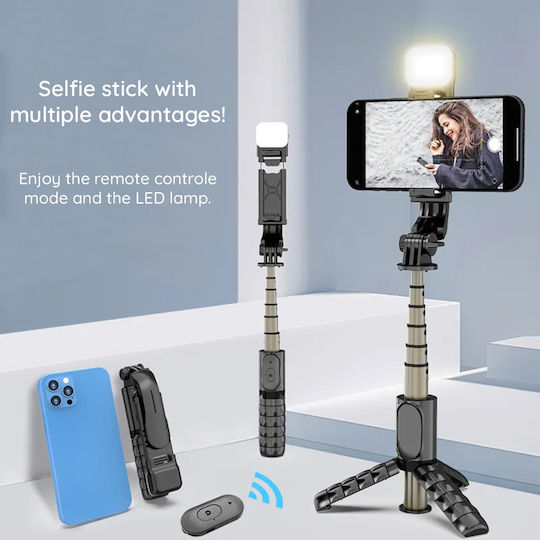 Techsuit Selfie-Stick mit Bluetooth / Fernsteuerung Schwarz