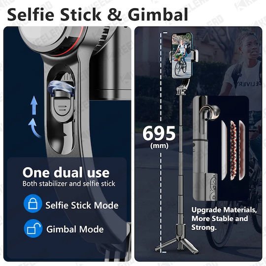Techsuit Selfie Stick με Bluetooth / Τηλεχειριστήριο Μαύρο