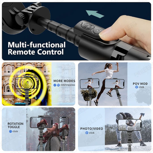 Techsuit Selfie Stick με Bluetooth / Τηλεχειριστήριο Μαύρο