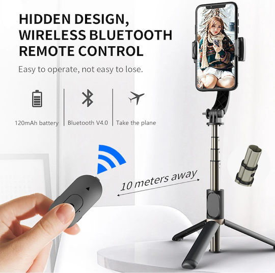 Techsuit Selfie Stick με Bluetooth / Τηλεχειριστήριο Μαύρο