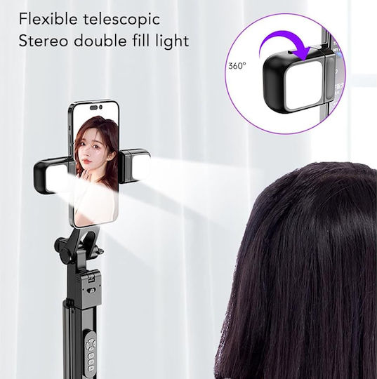 Techsuit Selfie Stick με Bluetooth / Τηλεχειριστήριο Μαύρο
