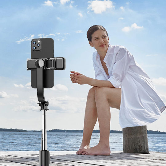 Techsuit Baston pentru selfie cu Bluetooth / Telecomandă Negru