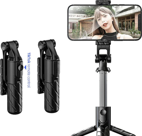Techsuit Baston pentru selfie cu Bluetooth / Telecomandă Negru