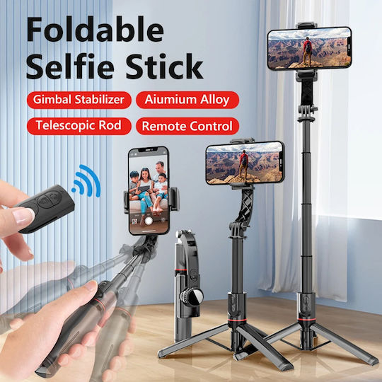 Techsuit Selfie Stick with Bluetooth & Remote Control L19 Black