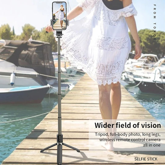 Techsuit Baston pentru selfie cu Bluetooth / Telecomandă Negru