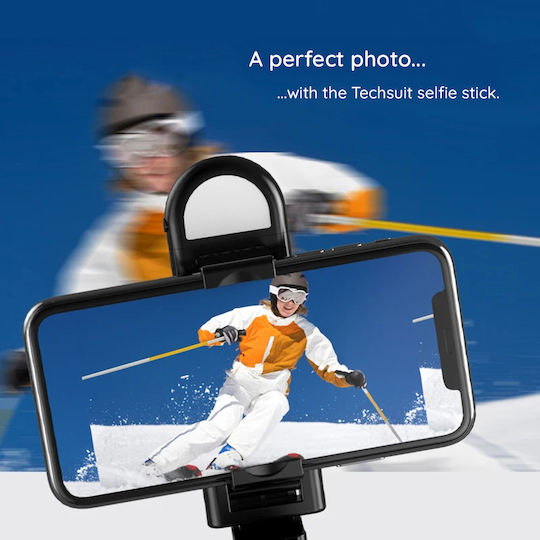 Techsuit Baston pentru selfie cu Bluetooth / Telecomandă Negru