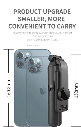 Techsuit Selfie Stick με Bluetooth / Τηλεχειριστήριο Μαύρο