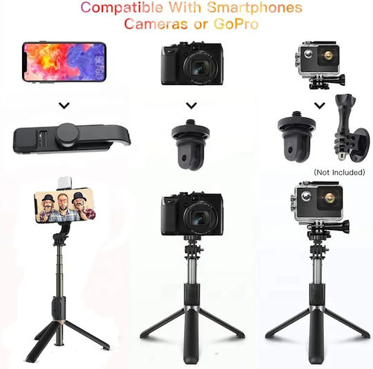 Techsuit Selfie Stick με Bluetooth / Τηλεχειριστήριο Μαύρο