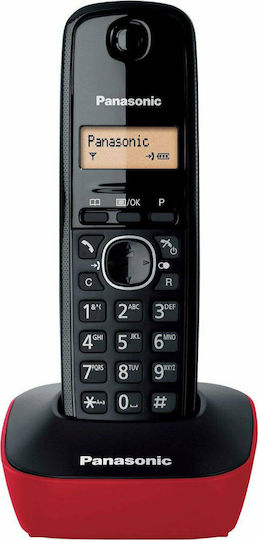 Panasonic KX-TG1611SPR Cordless Phone Black-Red