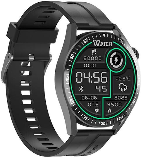 Tracer SM8V ONYX 46mm Smartwatch mit Pulsmesser (Schwarz)