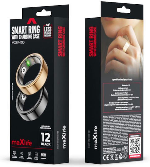 Maxlife MXSR-100 Size 11 Smart Ring 20.8mm Waterproof with Heart Rate Monitor Gold