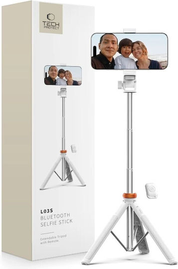 Tech-Protect L03s Selfie Stick Τρίποδο Κινητού Bluetooth Λευκό