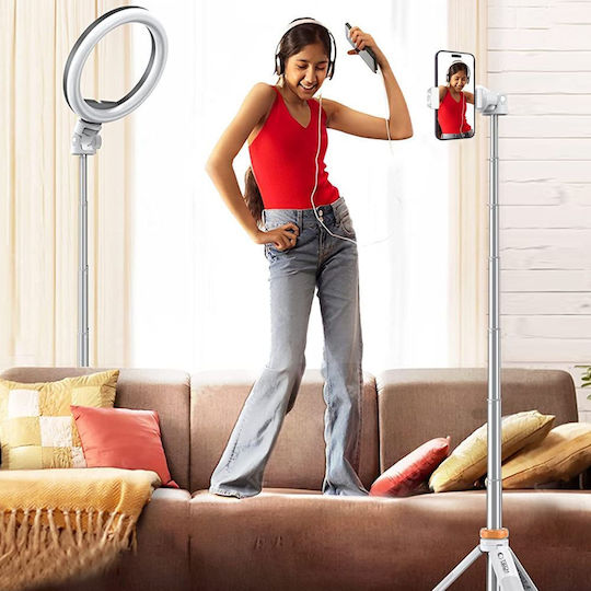 Tech-Protect L03s Selfie Stick Τρίποδο Κινητού Bluetooth Λευκό