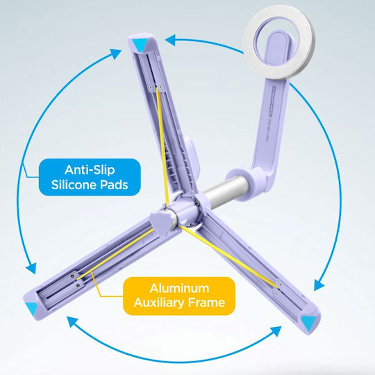 Selfie Stick (Mag Fit) | S571W Τρίποδο Κινητού Bluetooth με Φωτισμό Μωβ AMP07658