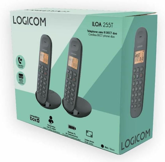 Logicom Dect Iloa 255t Duo Ασύρματο Τηλέφωνο IP Μαύρο
