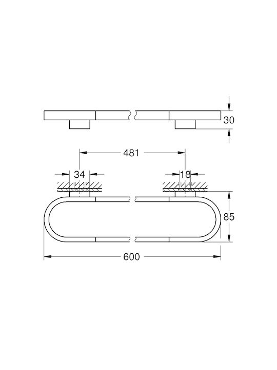 Grohe Selection Ράγα Μπάνιου Μονή Επιτοίχια με Βίδες Ροζ