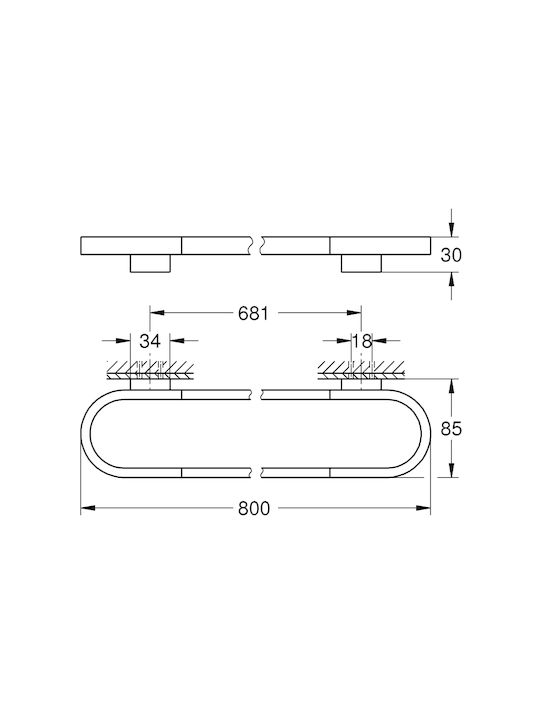 Grohe Selection Ράγα Μπάνιου Μονή Επιτοίχια με Βίδες Ροζ