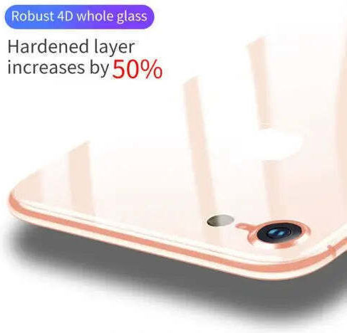 Baseus 4D Arc Glass 0.3mm Back Protection for iPhone 8/7 Plus In Gold Colour