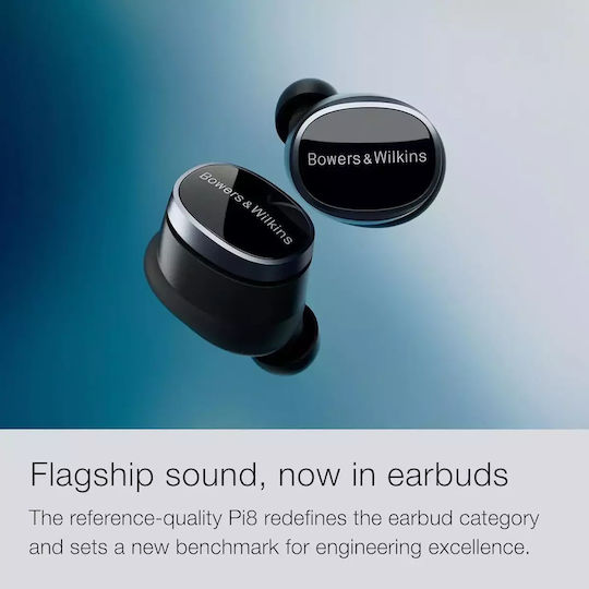 Bowers & Wilkins Pi8 In-ear Bluetooth Handsfree Ακουστικά με Αντοχή στον Ιδρώτα και Θήκη Φόρτισης Anthracite Black