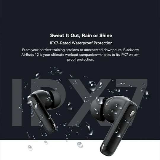 BlackView AirBuds 12 Bluetooth Handsfree Ακουστικά με Αντοχή στον Ιδρώτα και Θήκη Φόρτισης Μαύρα