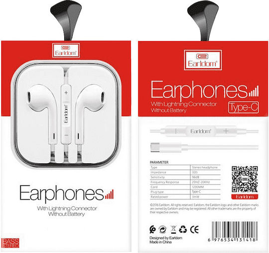 Earldom Et-e18 Earbuds Handsfree Headphones with Connector 3.5mm White