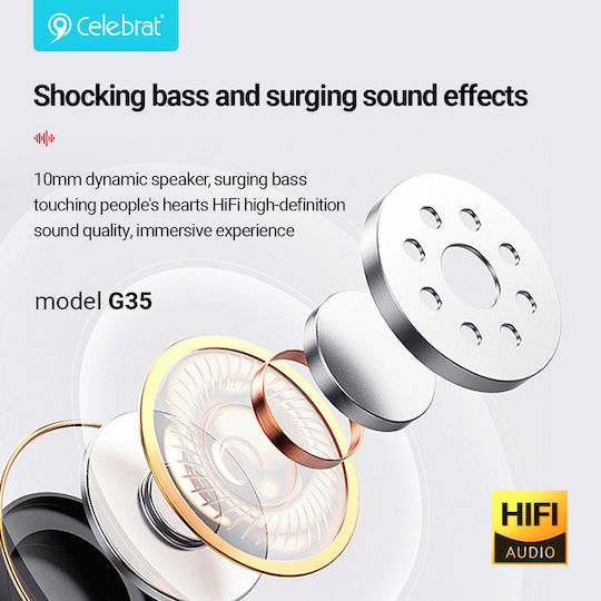 Celebrat G35-BK In-ear Handsfree Ακουστικά με Βύσμα 3.5mm Μαύρο