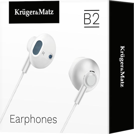 Kruger&matz B2 Wired In-ear Headphones Microphone Kmpb2 White
