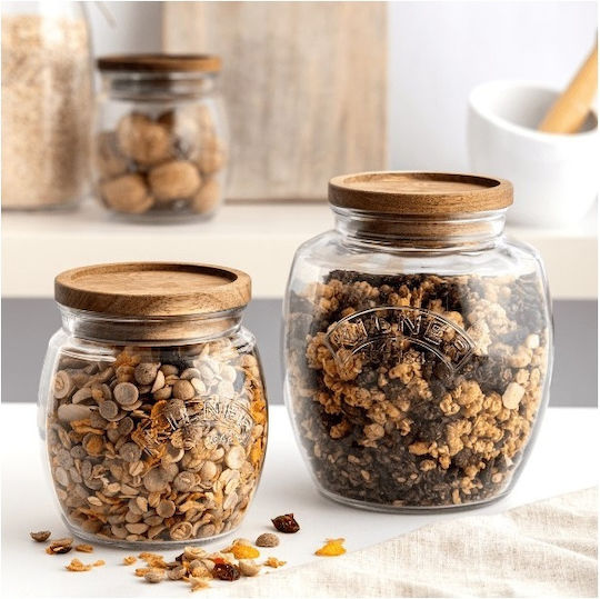 Βάζο Γυάλινο 850ml Ξύλινο Καπάκι Φ12,5xh14,8cm Kilner 0025.086 00048777