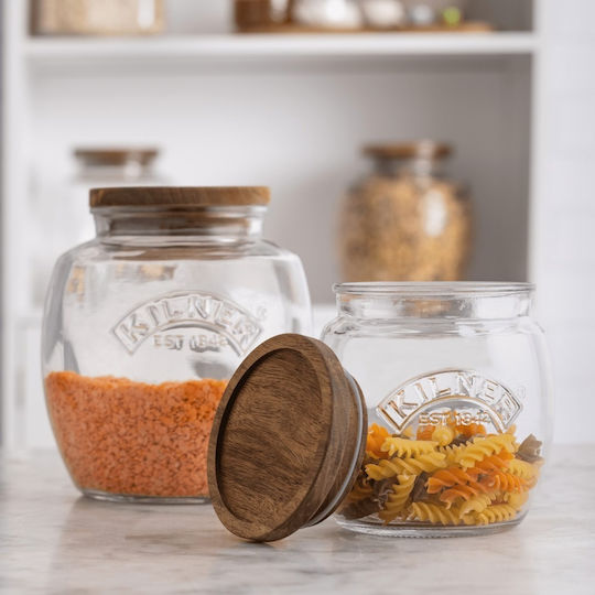 Стъклен буркан 850 мл с дървен капак Φ12.5xh14.8см Kilner 0025.086 00048777