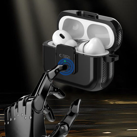 Tech-Protect Defender Hook Magsafe Θήκη Σιλικόνης με Γάντζο σε Μαύρο χρώμα για Apple AirPods Pro 2