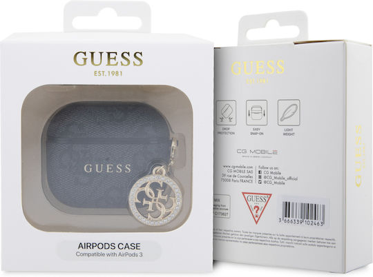 Guess Logo Θήκη Δερματίνης σε Μαύρο χρώμα για Apple AirPods 3