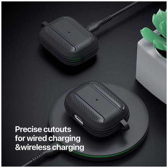 Dux Ducis Case Silicone with Hook in Black color for Apple AirPods 3