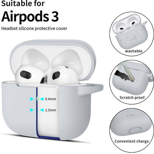 Tech-Protect Silicone Hook Θήκη Σιλικόνης με Γάντζο σε Γκρι χρώμα για Apple AirPods 3
