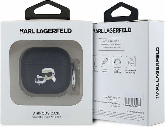 Karl Lagerfeld Karl Choupette Θήκη Πλαστική με Γάντζο σε Μαύρο χρώμα για Apple AirPods 4
