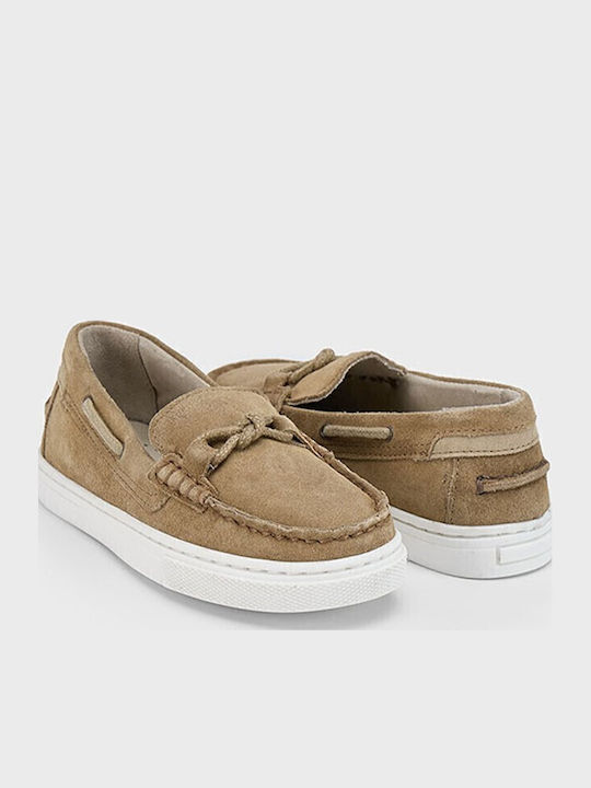 Boys Leather Moccasins Beige