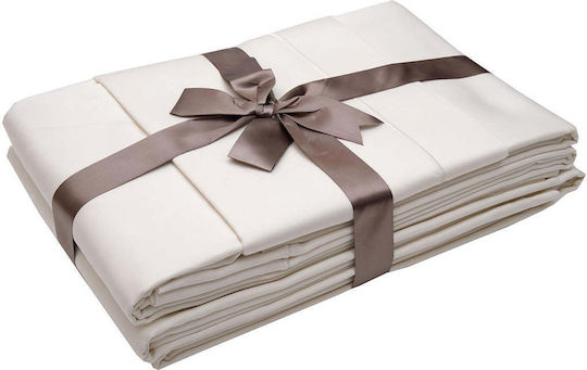 White Fabric Σετ Σεντόνια Υπέρδιπλα Βαμβακερά Savoy Εκρού 270x280cm