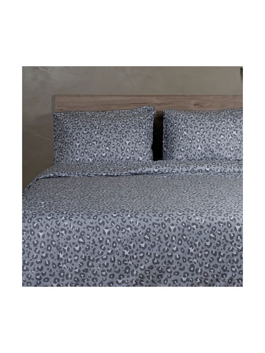 White Fabric Σετ Σεντόνια Μονά Βαμβακερά Girly Γκρι 260x270cm