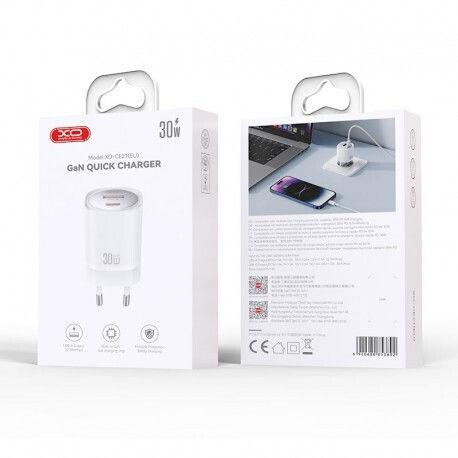 XO Φορτιστής Χωρίς Καλώδιο με Θύρα USB-A και Θύρα USB-C 30W Power Delivery Λευκός (CE21)
