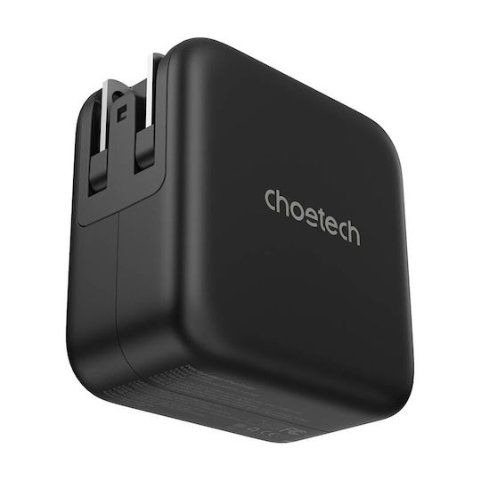Choetech Φορτιστής Χωρίς Καλώδιο GaN με Θύρα USB-A και 3 Θύρες USB-C 70W Power Delivery Μαύρος (PD6055)