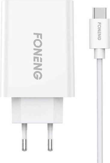 Foneng Ladegerät mit USB-A Anschluss und Kabel USB-C Weißs (EU43)