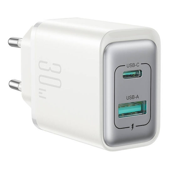 Joyroom Charger Without Cable with USB-A Port and USB-C Port 30W Whites (JR-TCF15)