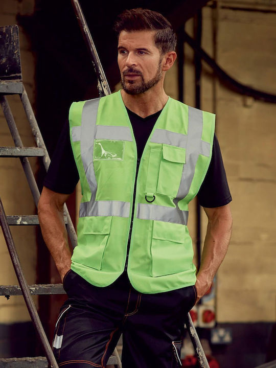 Yoko Hvw801 Men's Safety Vest with Reflective Film Green