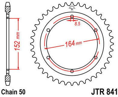 JT Sprockets Γρανάζι Πίσω για Yamaha SR