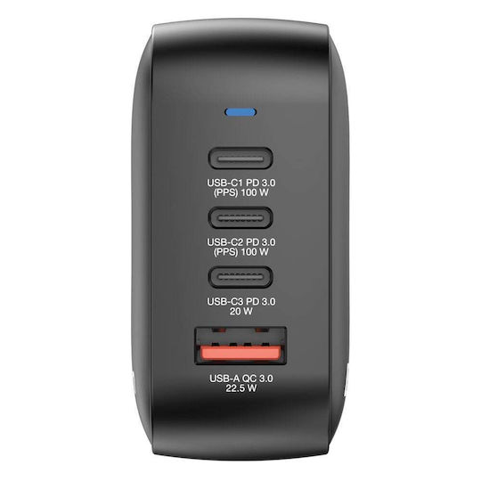 Verbatim Charger Without Cable GaN with USB-A Port and 3 USB-C Ports 100W Power Delivery / Quick Charge 3.0 Blacks (Mini)