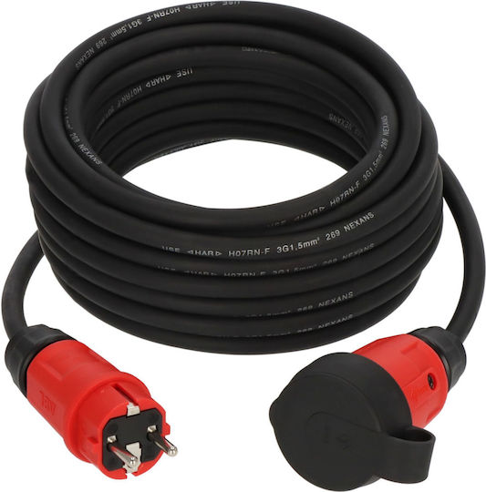 Brennenstuhl Waterproof Extension Cable Cord 3 x 1.5mm²/10m Black